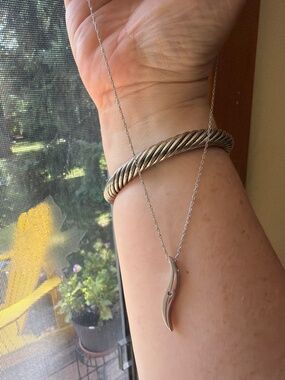Sterling Silver Necklace with Pendant - natural diamond - 18 inch length